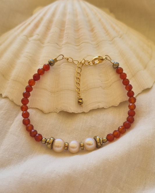 Bracelet Cornaline, Hématite et perles de culture SELENA