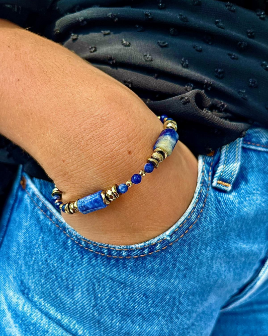 Bracelet Mélusine Sodalite et Hématites dorées