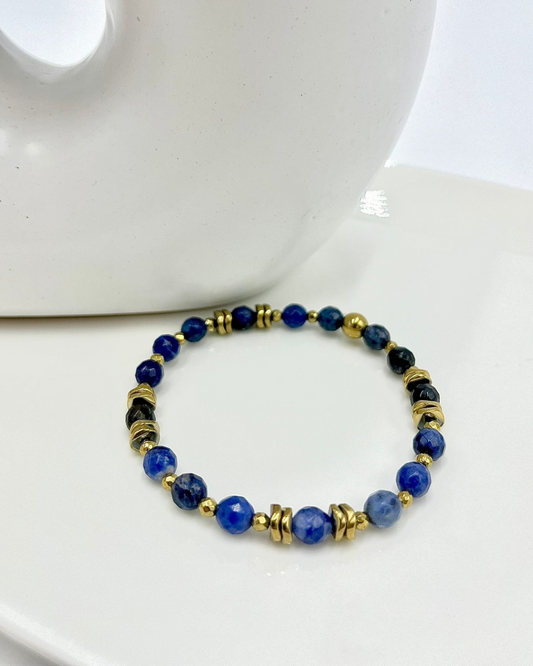 Bracelet Cornélius Sodalite et Hématites dorées