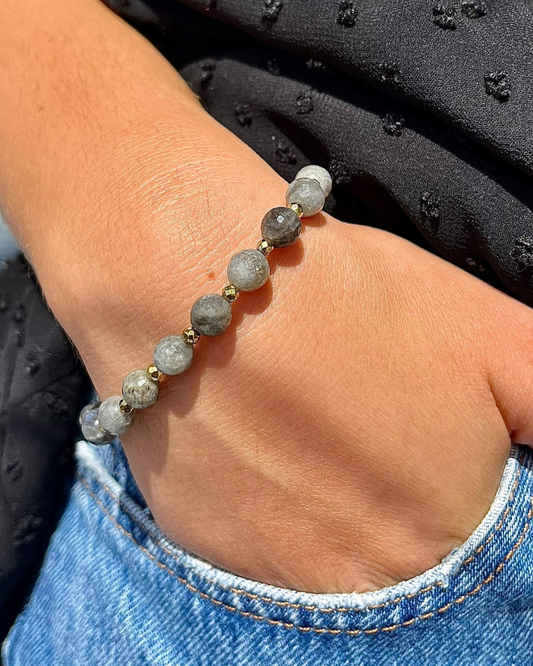 Bracelet Luna Labradorite et Hématites dorées