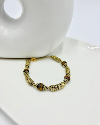 Bracelet Mélisandre Oeil de tigre et Hématites dorées