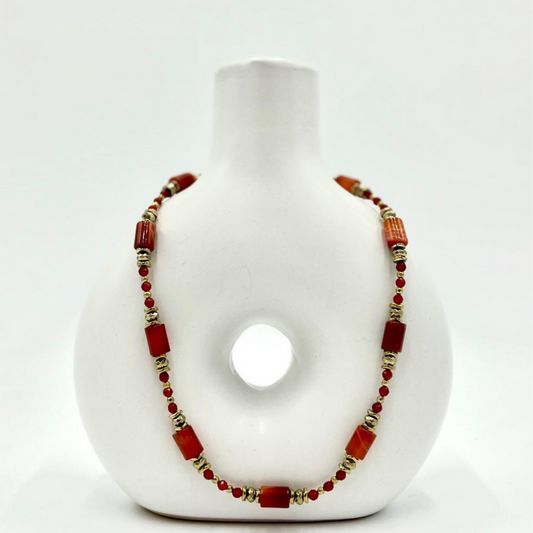 Collier Mélusine Cornaline et Hématite 