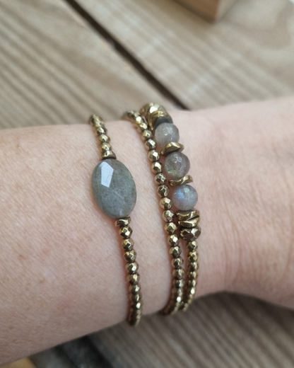 Bracelet Cordélia  Labradorite et Hématite dorées