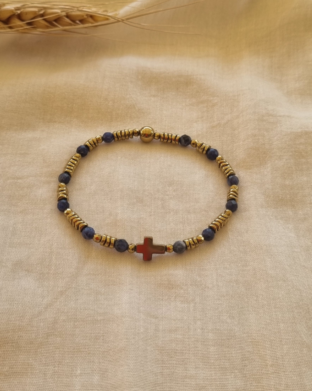 Bracelet Sybille Sodalite et hématites dorées