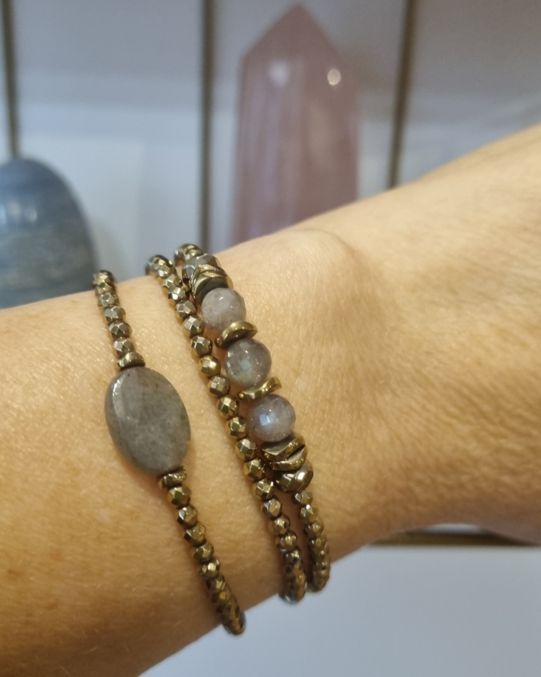 Bracelet Cordélia  Labradorite et Hématite dorées