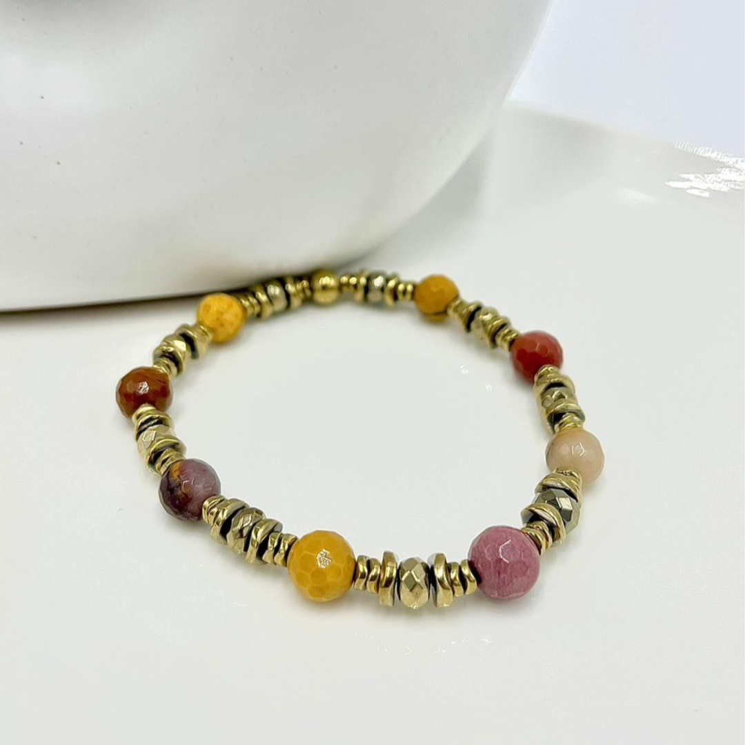 Bracelet freya Jaspe mokaïte et hématites 