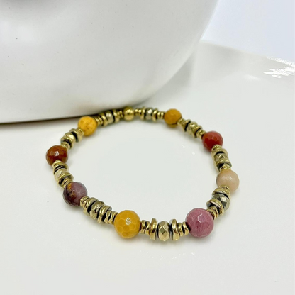 Bracelet freya Jaspe mokaïte et hématites 