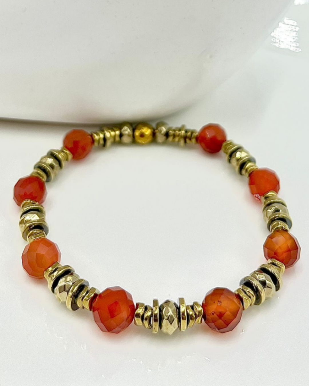 Bracelet Freya Cornaline et Hématites dorées