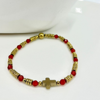 Bracelet Sybille Cornaline et Hématite 