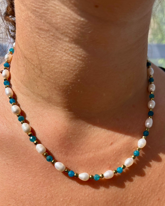 Collier Apatite et perles d'eau douce ELEANOR