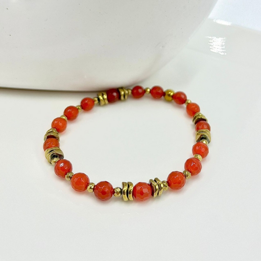 Bracelet Cornélius Cornaline et Hématite 