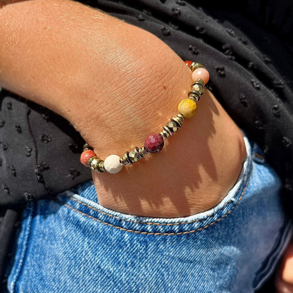 Bracelet freya Jaspe mokaite et Hématite 