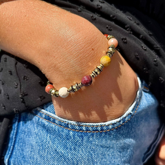 Bracelet freya Jaspe mokaite et Hématite 