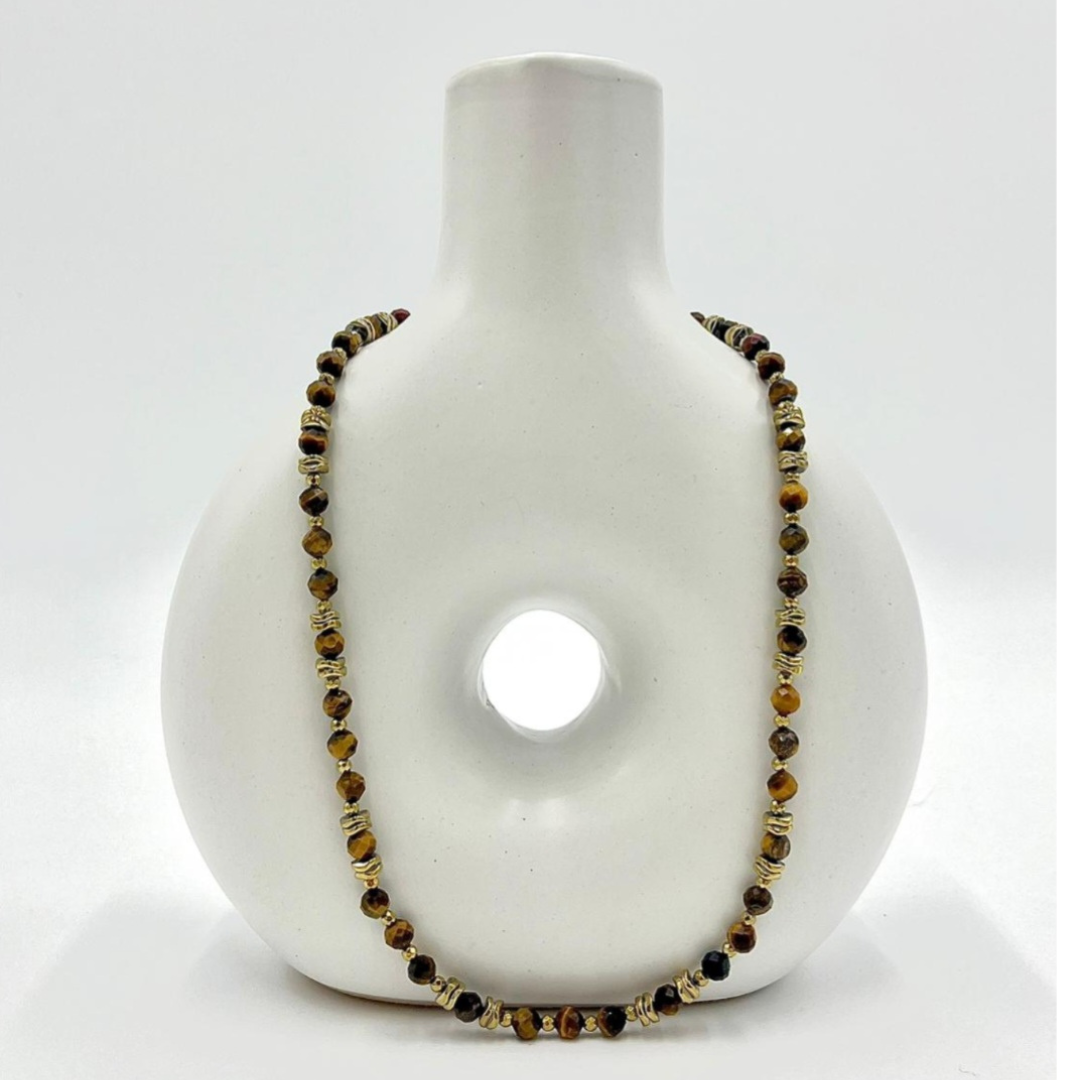 Collier Oeil de tigre et Hématite CORNÉLIUS