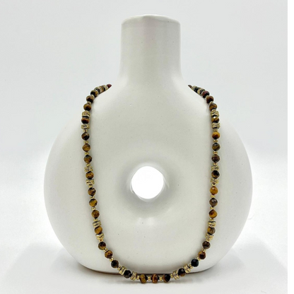 Collier Oeil de tigre et Hématite CORNÉLIUS