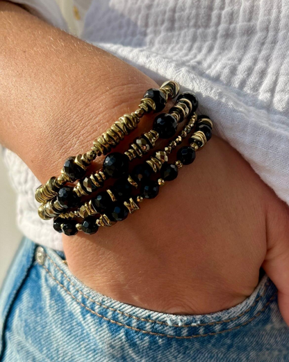 Bracelet Mélisandre Onyx et Hématites dorées