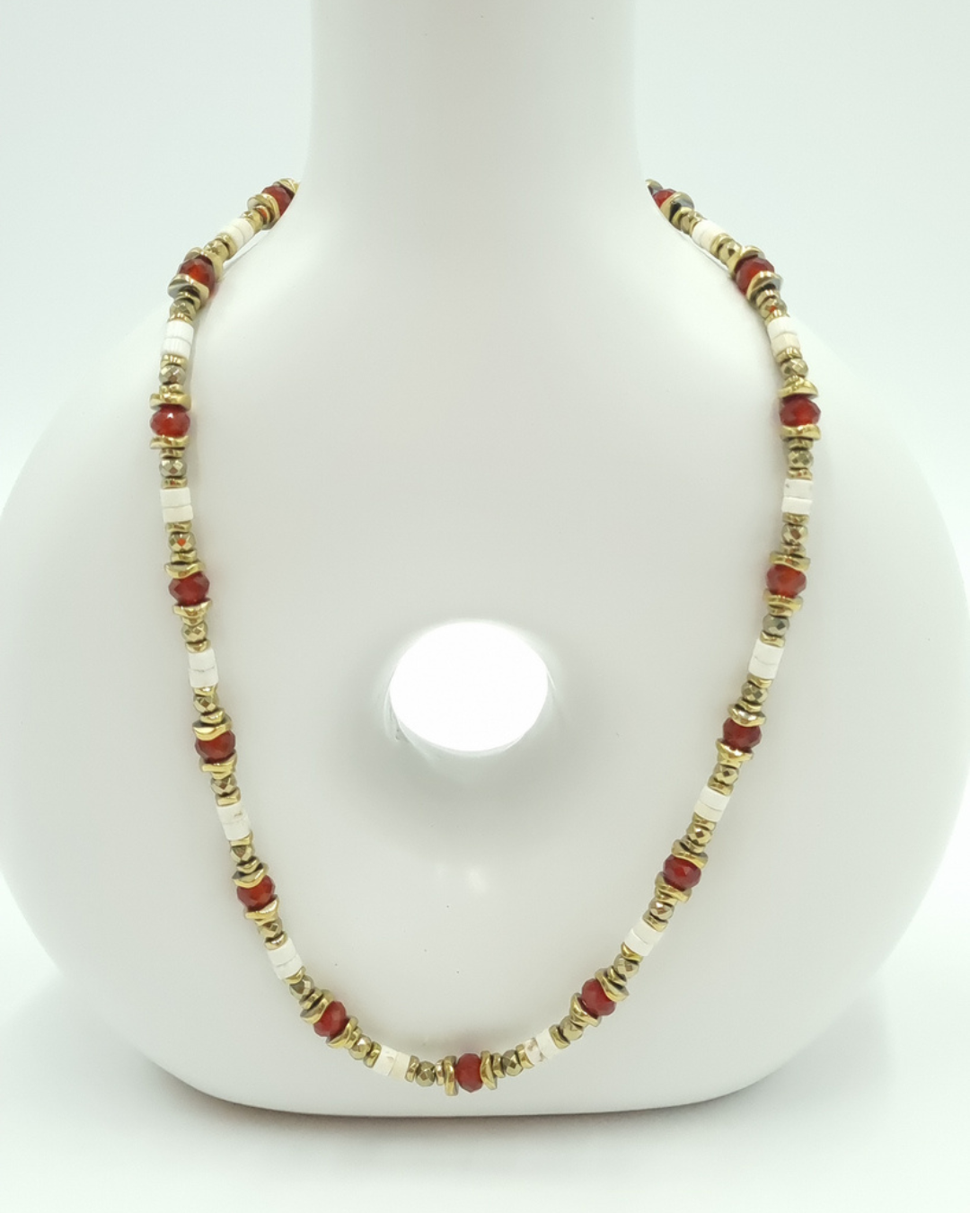 Collier Shera Magnésite, Cornaline et Hématite