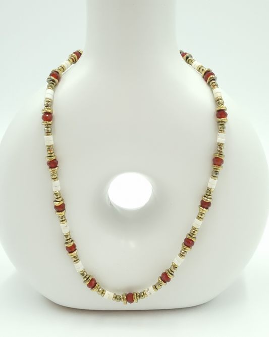 Collier Shera Magnésite, Cornaline et Hématite