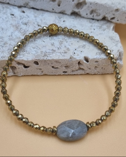 Bracelet Pamina Labradorite et Hématites dorées