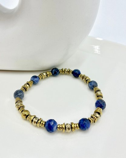 Bracelet Freya Sodalite et Hématites dorées