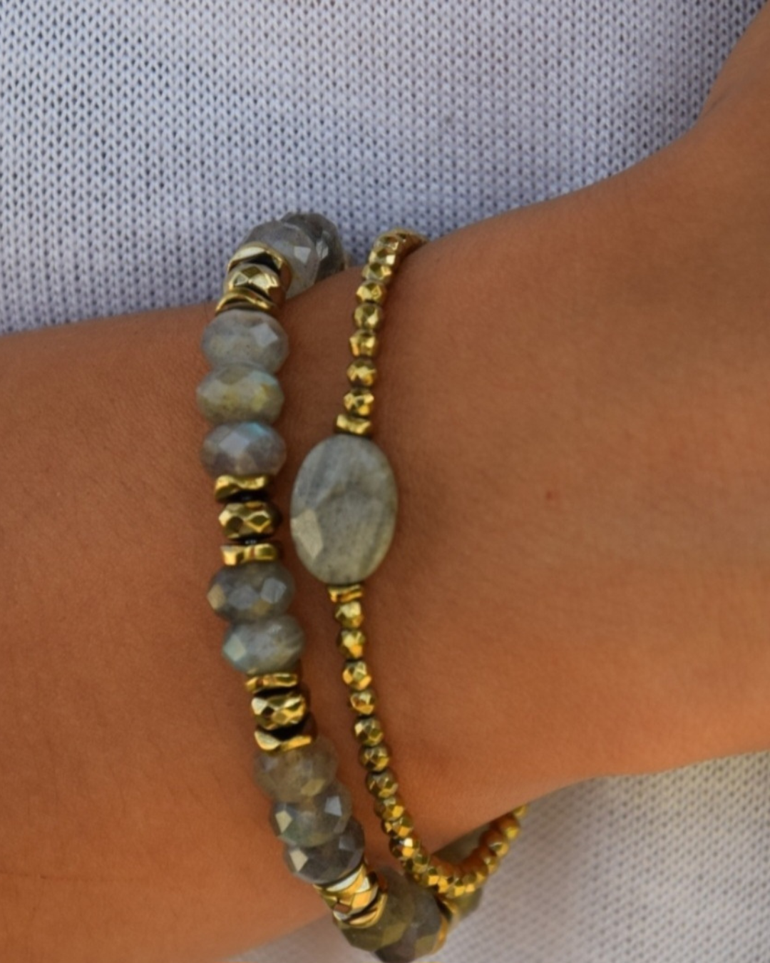 Bracelet Pamina Labradorite et Hématites dorées